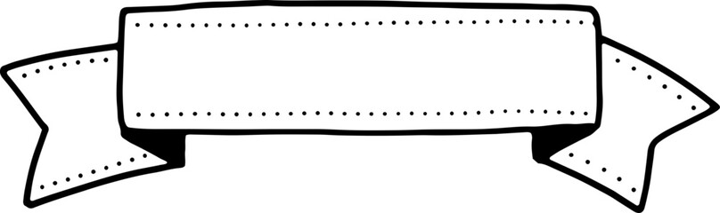 Black ribbon banner element hand drawn