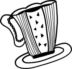 Tea time black illustration hand drawn