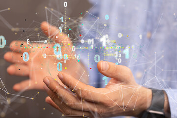 Big data and artificial intelligence concept. Machine learning and cyber mind domination