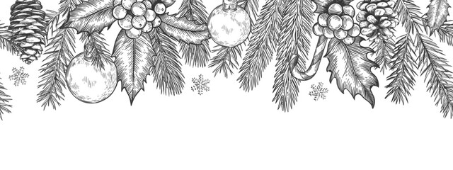 Christmas seamless green border