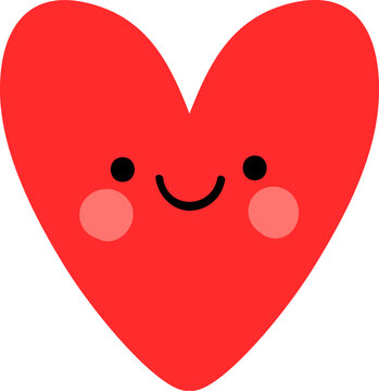 Naklejki Cartoon red heart character with funny face