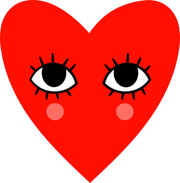 Cartoon red heart character with open eyes