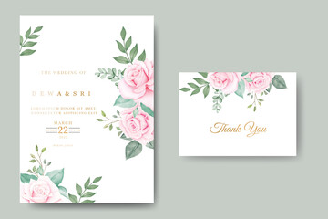 Beautiful hand drawing wedding invitation floral design 