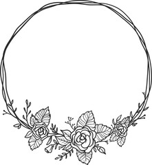 Floral Wreath Hand Drawn Frame