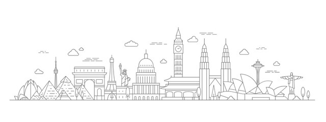 World travel tour line concept with famous culture landmark © Tartila