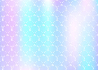 Holographic scale background with gradient mermaid.