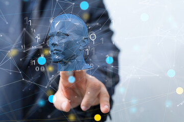 Human head and brain.Deep learning , Machine learning and artificial intelligence , AI Technology,