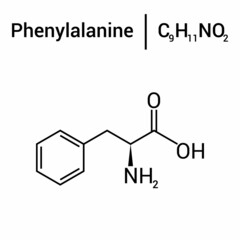 chemical structure of Phenylalanine (C9H11NO2)