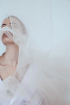 portraits of a girl in a white veil