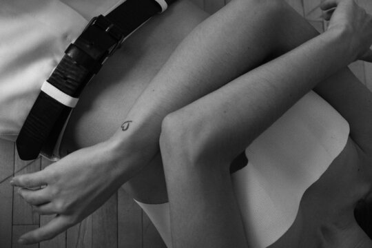 Naklejki body parts of a girl in white