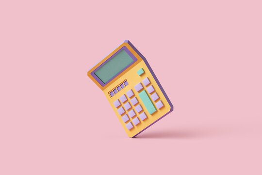 Handmade colorful paper calculator over pink background