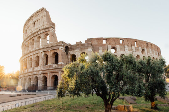 The Colosseum In Rome, Italy, At Sunrise