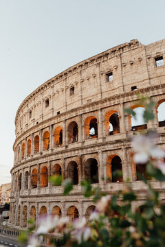 The Colosseum in Rome, Italy, at sunrise