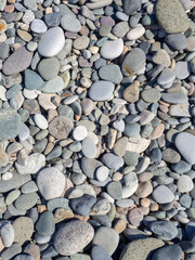 Lots of rubble. Pebble coast. Background from pebbles.