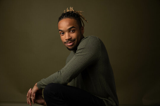 Portrait of a Male Model Against Seamless