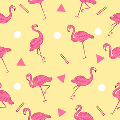 cute many stork animal seamless pattern light pink object wallpaper with design light pastel orange.