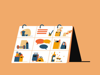 Table calendar with weekly activities