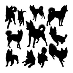 Alaskan klee kai silhouettes. Good use for symbol, logo, icon, mascot, sign, or any design you want.