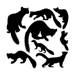 Pine marten animal silhouettes. Good use for symbol, logo, icon, mascot, sign, or any design you want. - obrazy, fototapety, plakaty