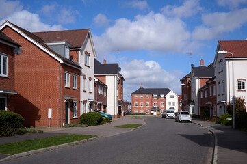 Mixed housing styles in modern development 
