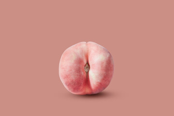Pink peach isolated on studio background