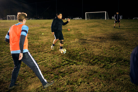 soccer player with knee protection