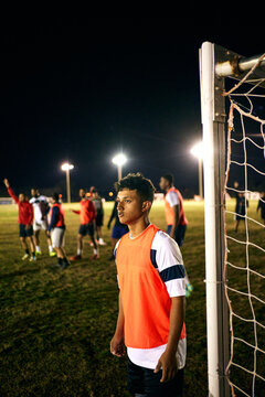 Soccer player covering corner