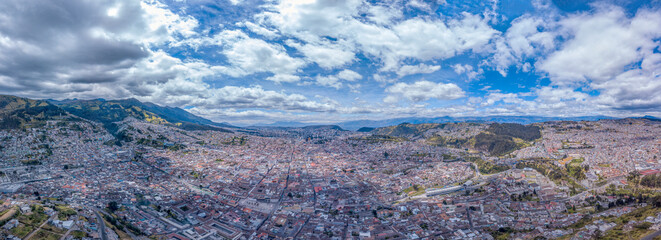 Fototapeta na wymiar Quito, the capital of Ecuador, built on the mountain