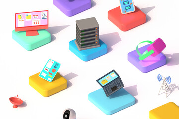 Internet connected devices - technology and cloud services concept