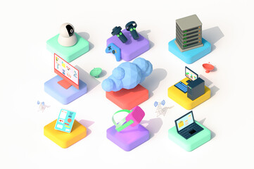 Internet connected devices - technology and cloud services concept