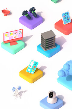 Internet connected devices - technology and cloud services concept