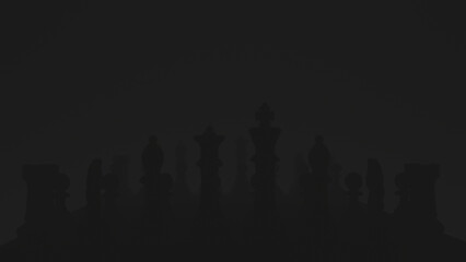 Fototapeta na wymiar Chess figures on a dark background with smoke and fog. Selective focus 3d-rendering