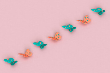butterflies in a row with copy space