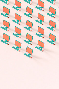 triangle from personal computers with copy space. 3d render