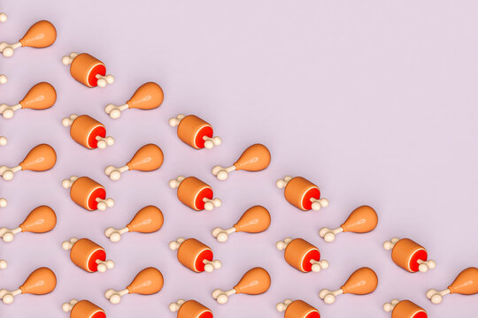 cartoonish fried fast food. 3d render