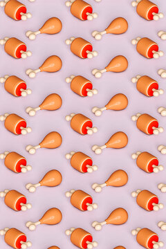 pattern of fried fast food on violet background