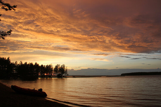 Sunset over the lake