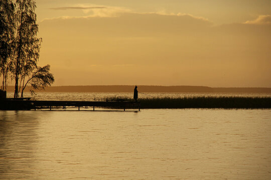Silhouette of fisherman