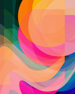 Bold Abstract Layered Artwork In Summer Colors