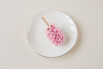 Ice cream made of fake flowers