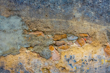 colorful, old, concrete and stone wall
