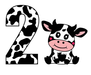 Cow number birthday svg, birthday cow svg, Cow print svg, Birthday girl Kid cow svg png, cow number with baby cow svg png, Animal Cow Number
