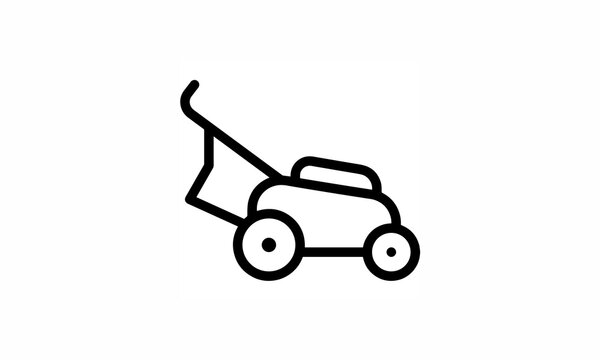 lawn mower icon vector simple outline style with white background