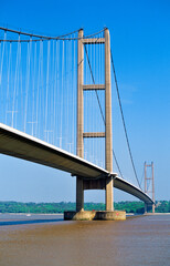 The Humber Bridge over the River Humber near Hull in the county of Humberside, England, UK.