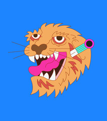 Tiger tattoo with a knife