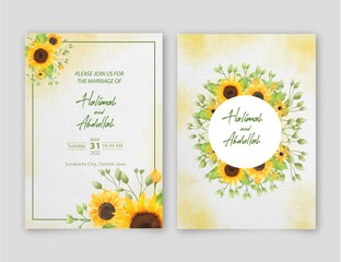 Watercolor Sunflower Wedding invitation Card