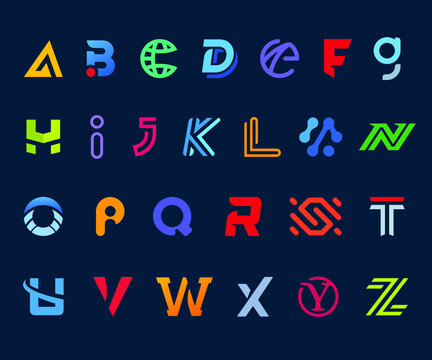 Letter logo set full alphabet, miscellaneous styles.