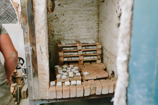 Tiles inside the oven