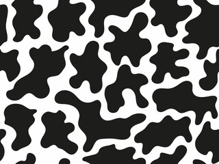 Fototapeta na wymiar Vector Seamless Black and White Giraffe Skin Pattern on Isolated White Background. Stock texture of the animal. Fashion design, print on fabric wallpaper, website template design. Geometric background