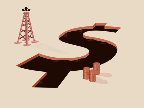 Dollar sign with crude oil